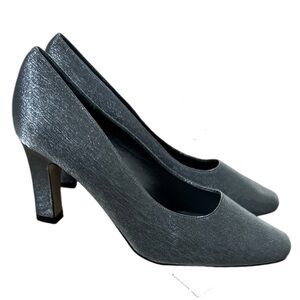 Vintage 90s Parade Collection Metallic Silver Square Toe Pumps Women’s Size 7.5